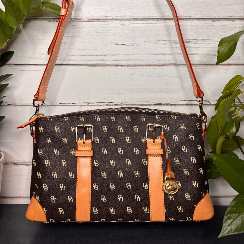 Dooney & Bourke Black and Tan Shoulder Bag